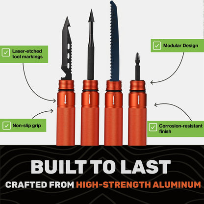 "Orange modular hiking pole sections from Terra Tactic showing outdoor-ready construction"