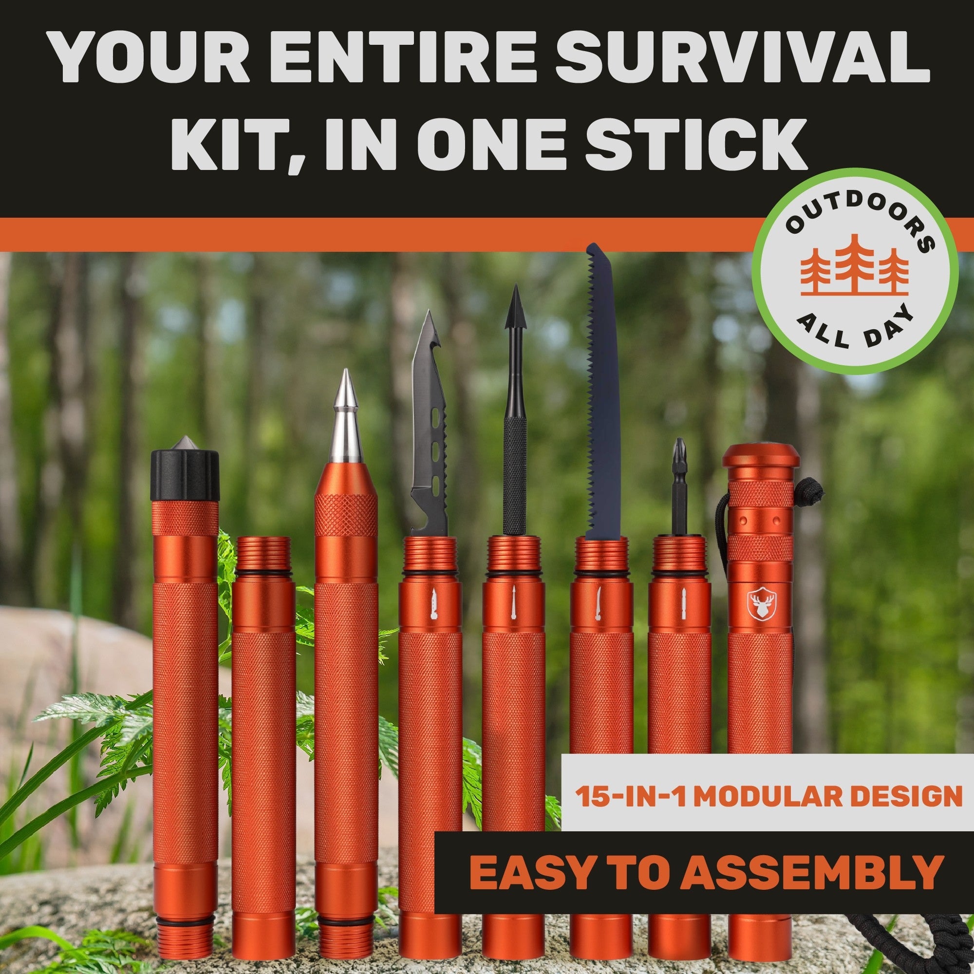Tactical Hiking Stick – 15-in-1 Outdoor Survival Tool | Terra Tactic
