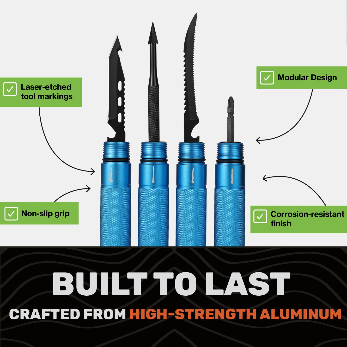 "Blue modular  trekking pole  sections from Terra Tactic showing outdoor-ready construction"