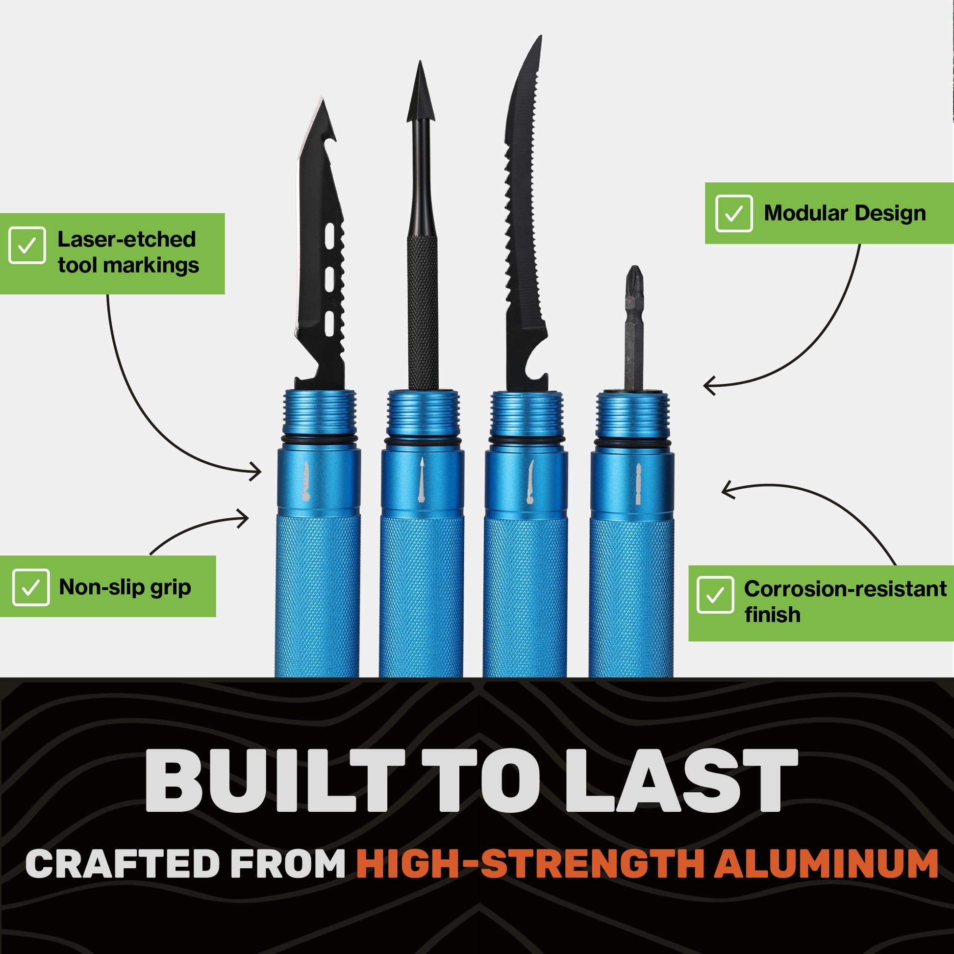 "Blue modular  trekking pole  sections from Terra Tactic showing outdoor-ready construction"